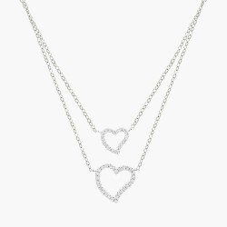 Double Necklace with Double  Heart Crystal