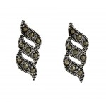Marcasite Wavy Cutout Pendant, Earring, And Ring Set