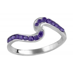 Dark Purple Cubic Zirconia  Wave Ring