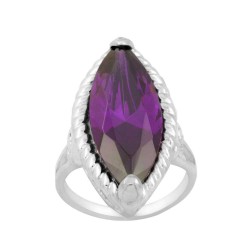 Long Oval Dark Purple Czech Crystal Ring